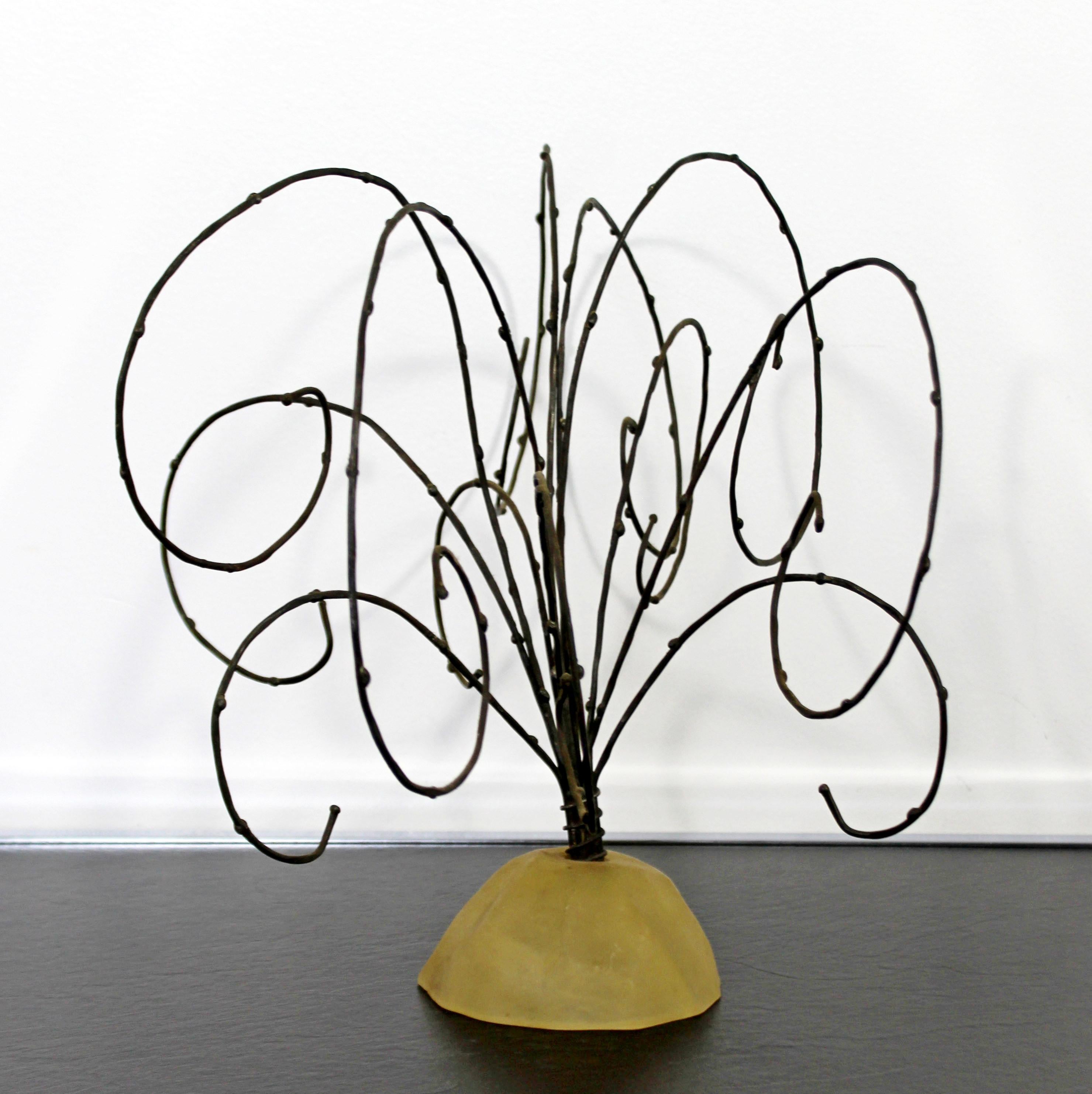 Mid-Century Modern Brutalist Threaded Metal Wire Tree Table Sculpture, 1960s 1