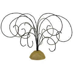 Mid-Century Modern Brutalist Threaded Metal Wire Tree Table Sculpture, 1960s