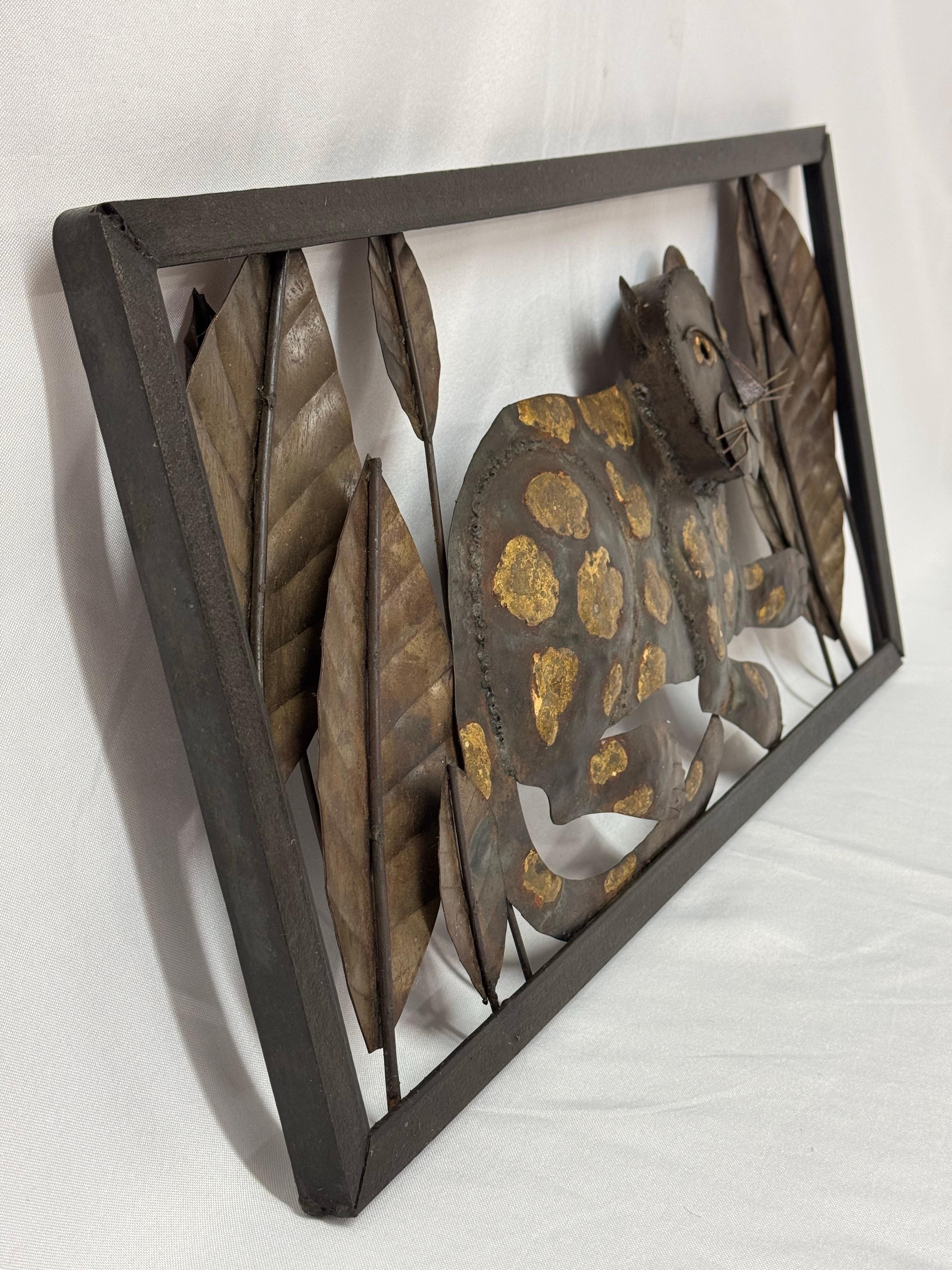 Mid Century Modern Brutalist Tiger Wall Sculpture For Sale 4