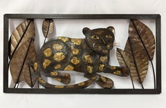 Mid Century Modern Brutalist Tiger Wall Sculpture