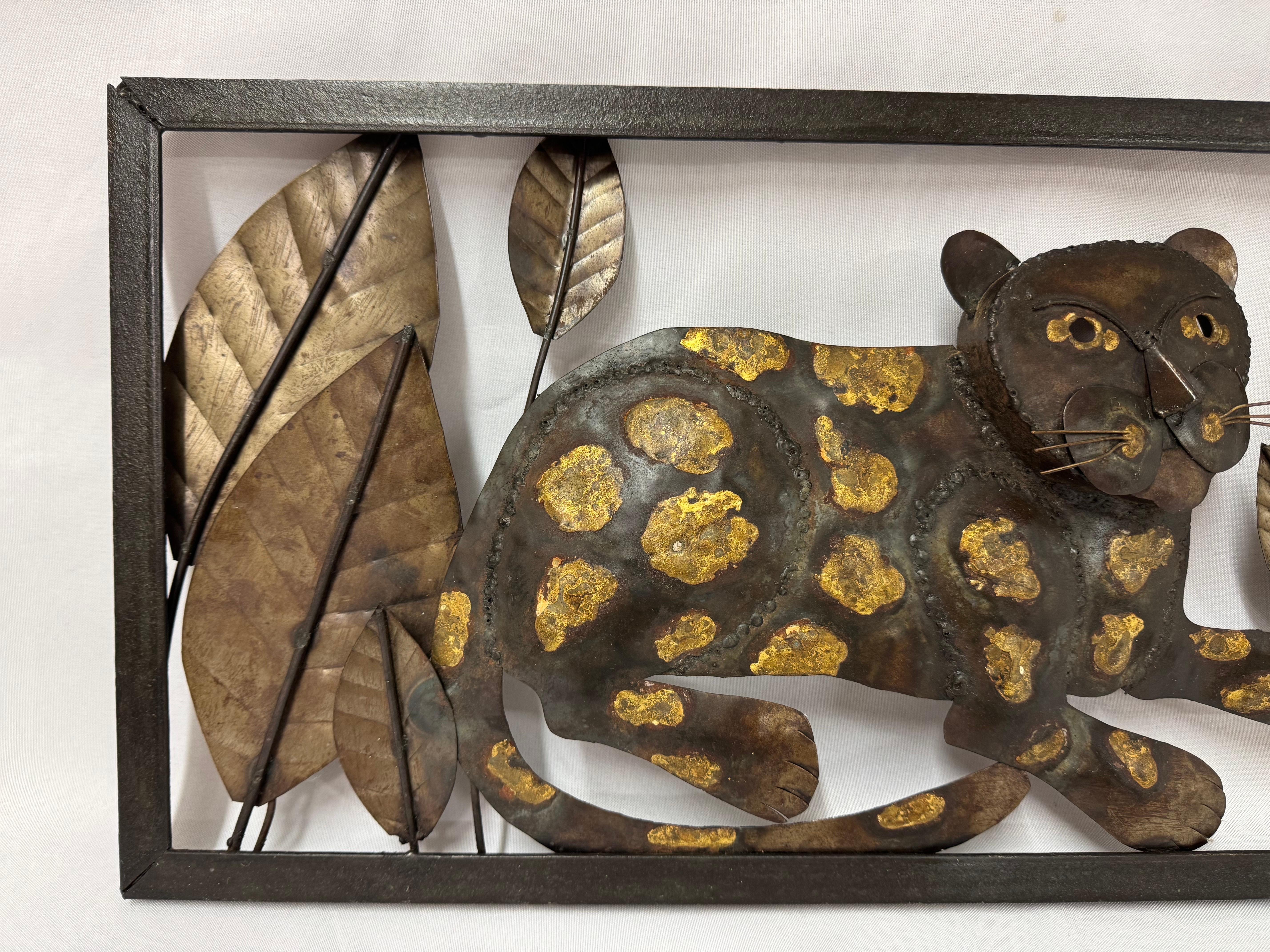 Mid-Century Modern Mid Century Modern Brutalist Tiger Wall Sculpture For Sale