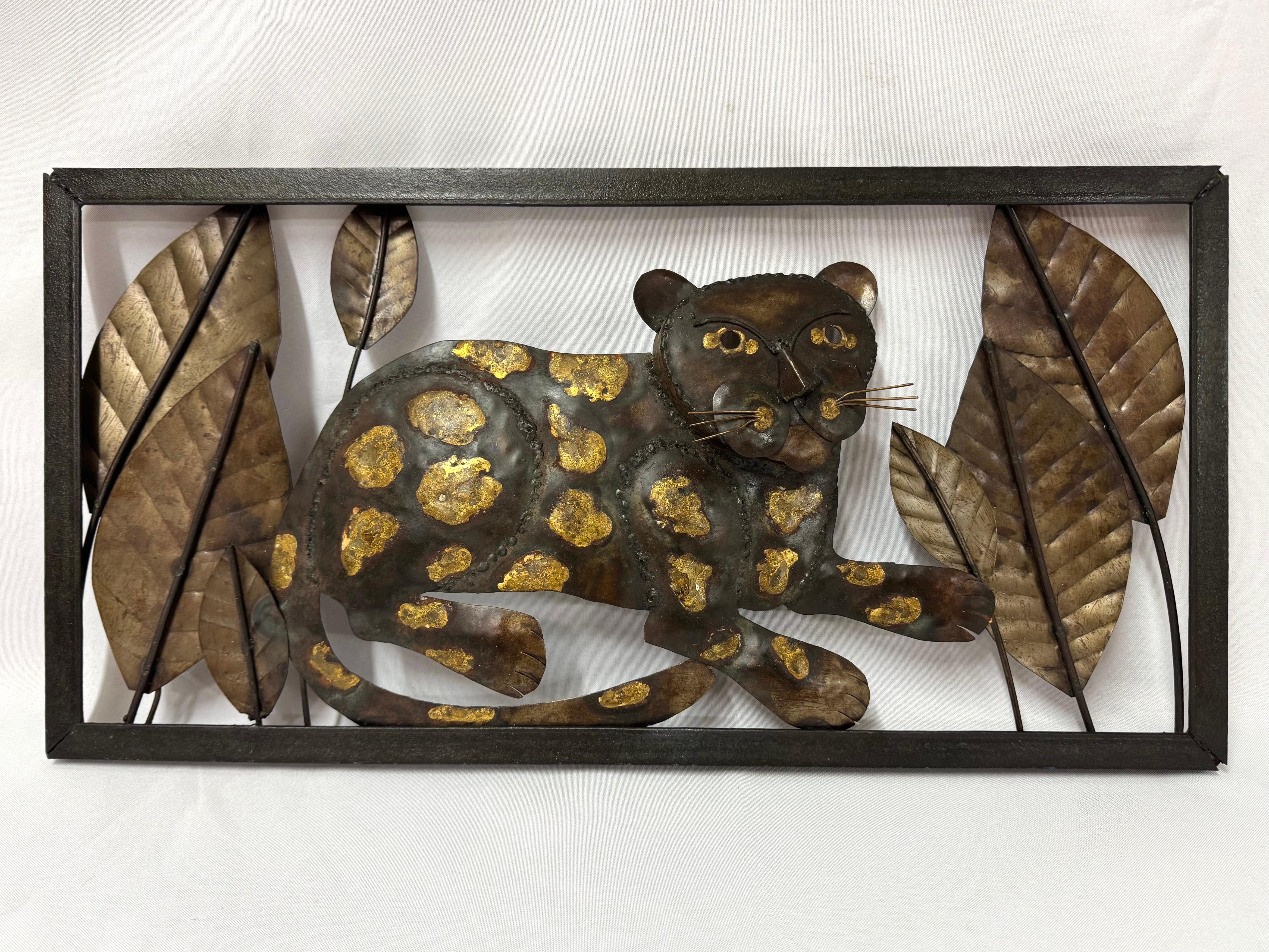 Mid Century Modern Brutalist Tiger Wall Sculpture In Good Condition For Sale In Redding, CT