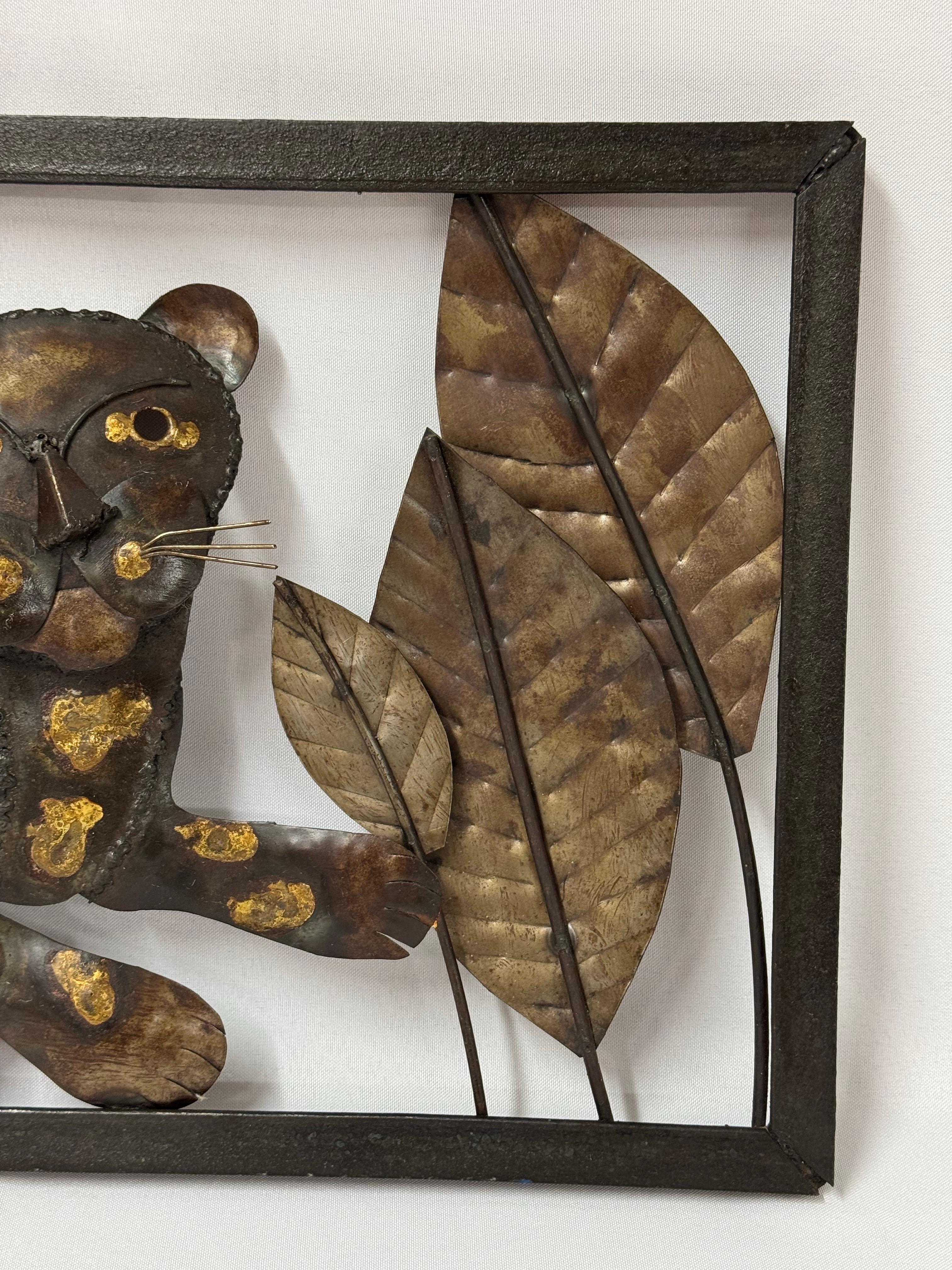 Mid Century Modern Brutalist Tiger Wall Sculpture For Sale 1