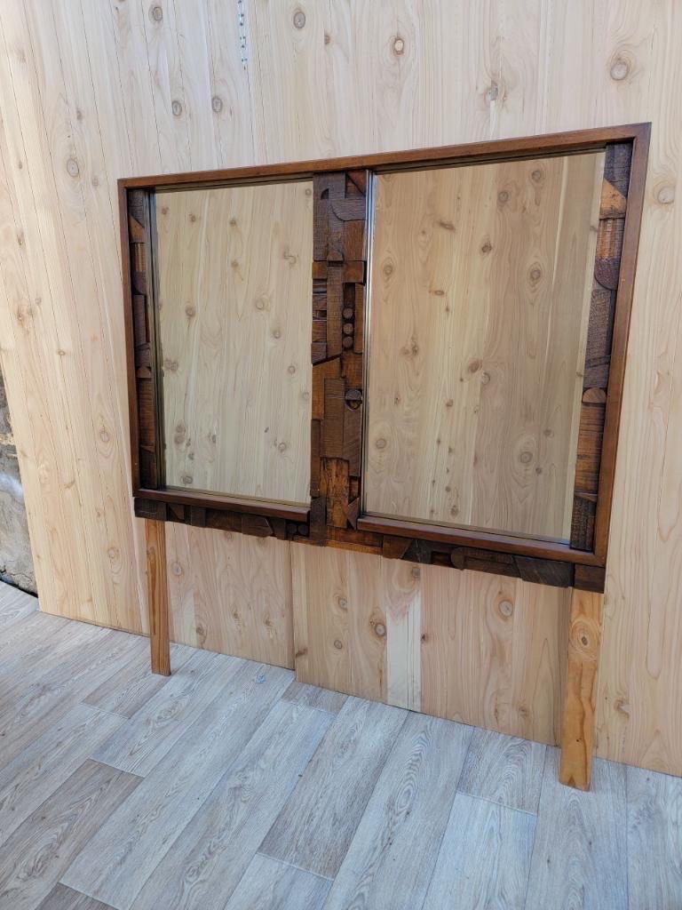 Mid-Century Modern Brutalist Wall Mirror by Lane 