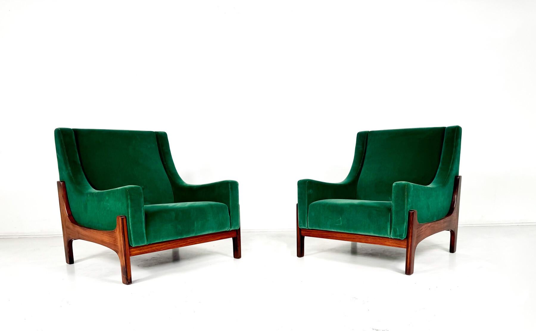 Pair of Mid-Century Italian Armchairs, 1960s In Good Condition For Sale In Brussels, BE