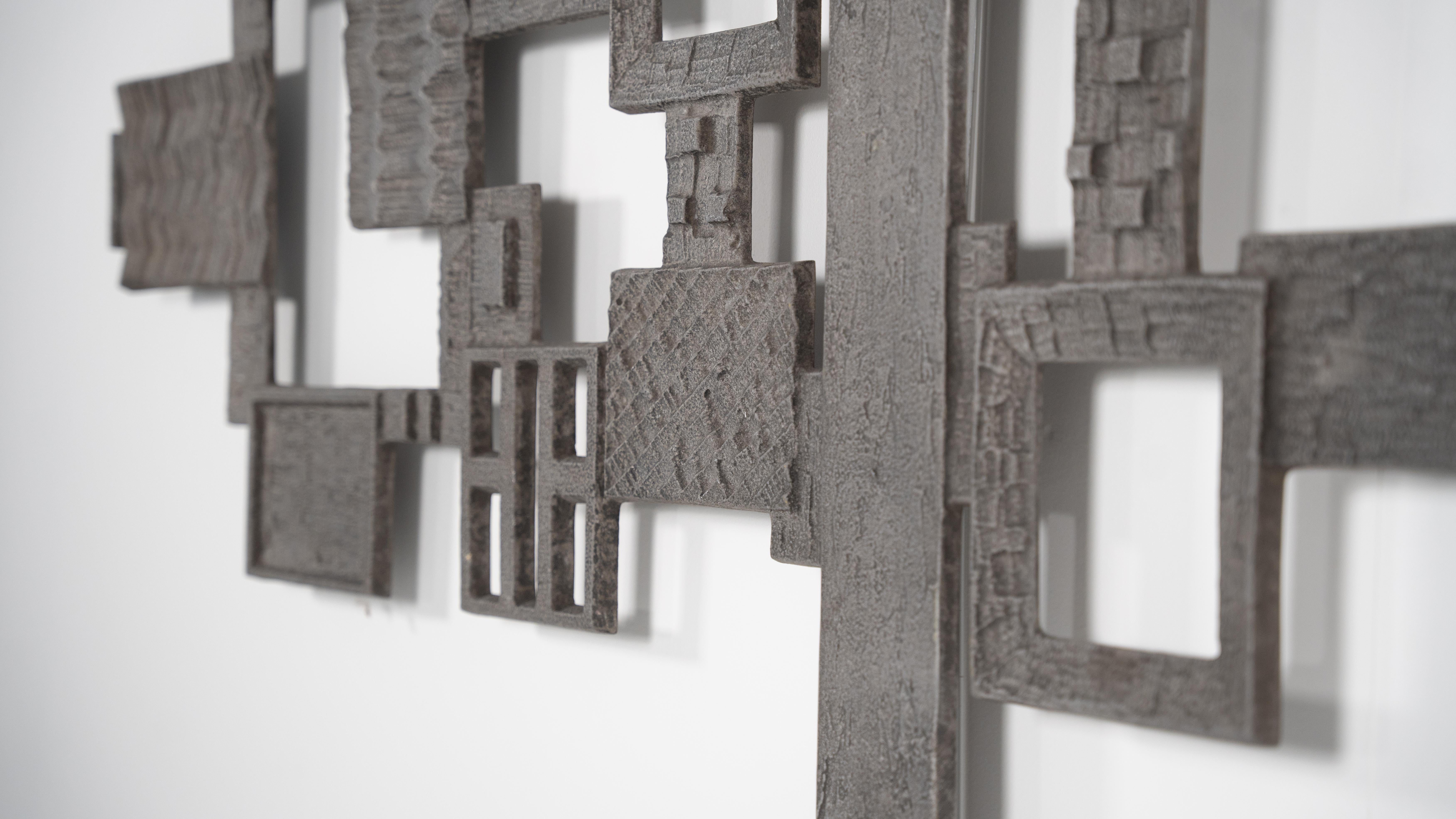 Mid-20th Century Mid-Century Modern Brutalist Wall-Mounted Sculpture, 1960s For Sale