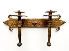 Mid-Century Modern Brutalist Wall Sconce in Gilt Iron by Ferro Art