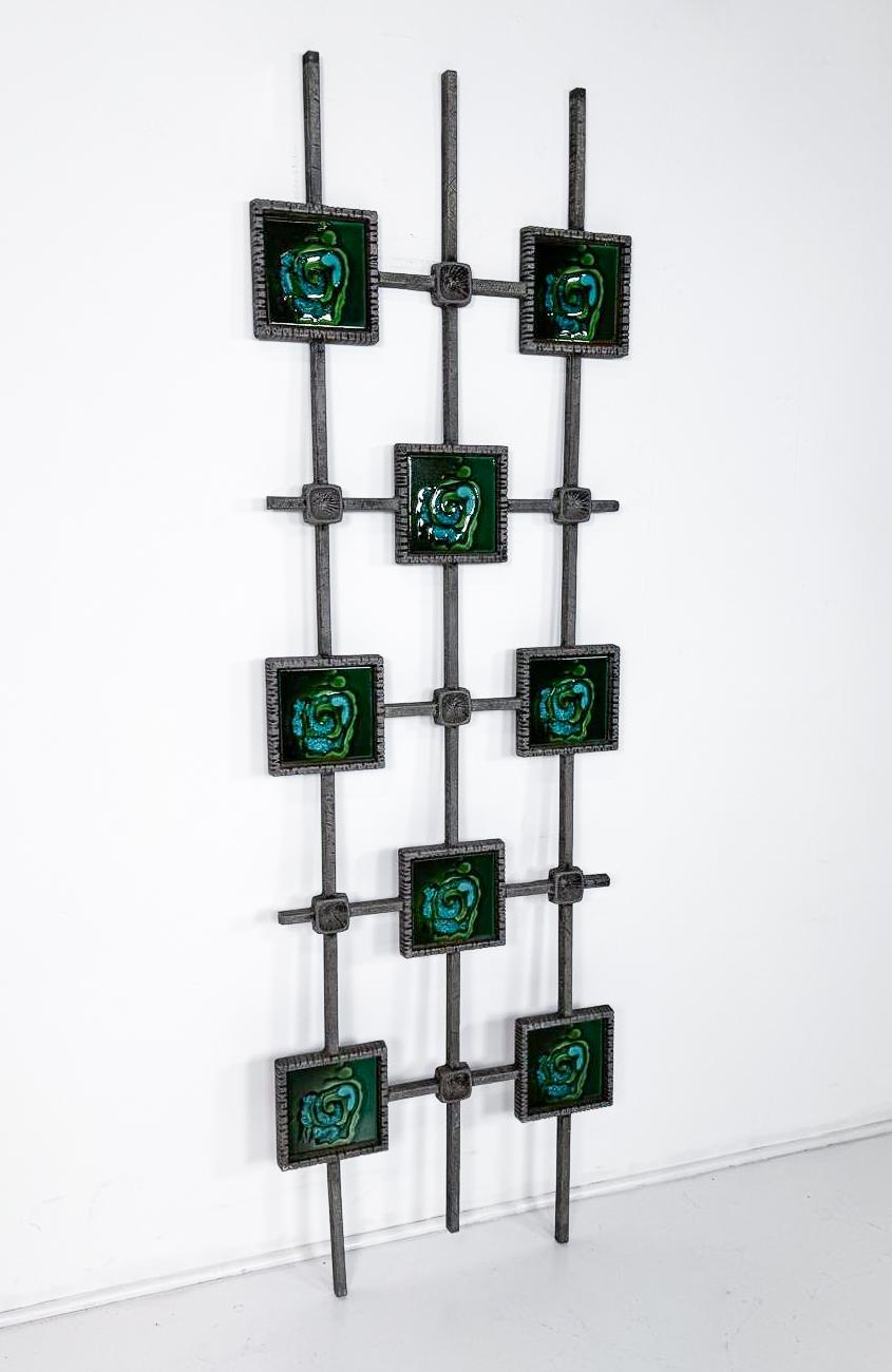 Late 20th Century Mid-Century Modern Brutalist Wall Sculpture, Ceramic and Cast Aluminium, 1970s For Sale