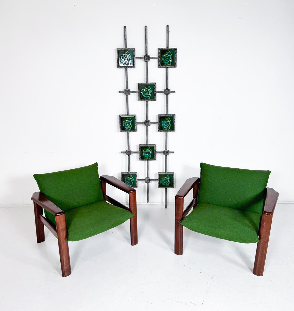 Aluminum Mid-Century Modern Brutalist Wall Sculpture, Ceramic and Cast Aluminium, 1970s For Sale