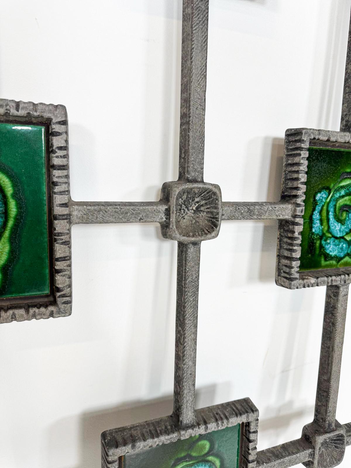 Mid-Century Modern Brutalist Wall Sculpture, Ceramic and Cast Aluminium, 1970s For Sale 2