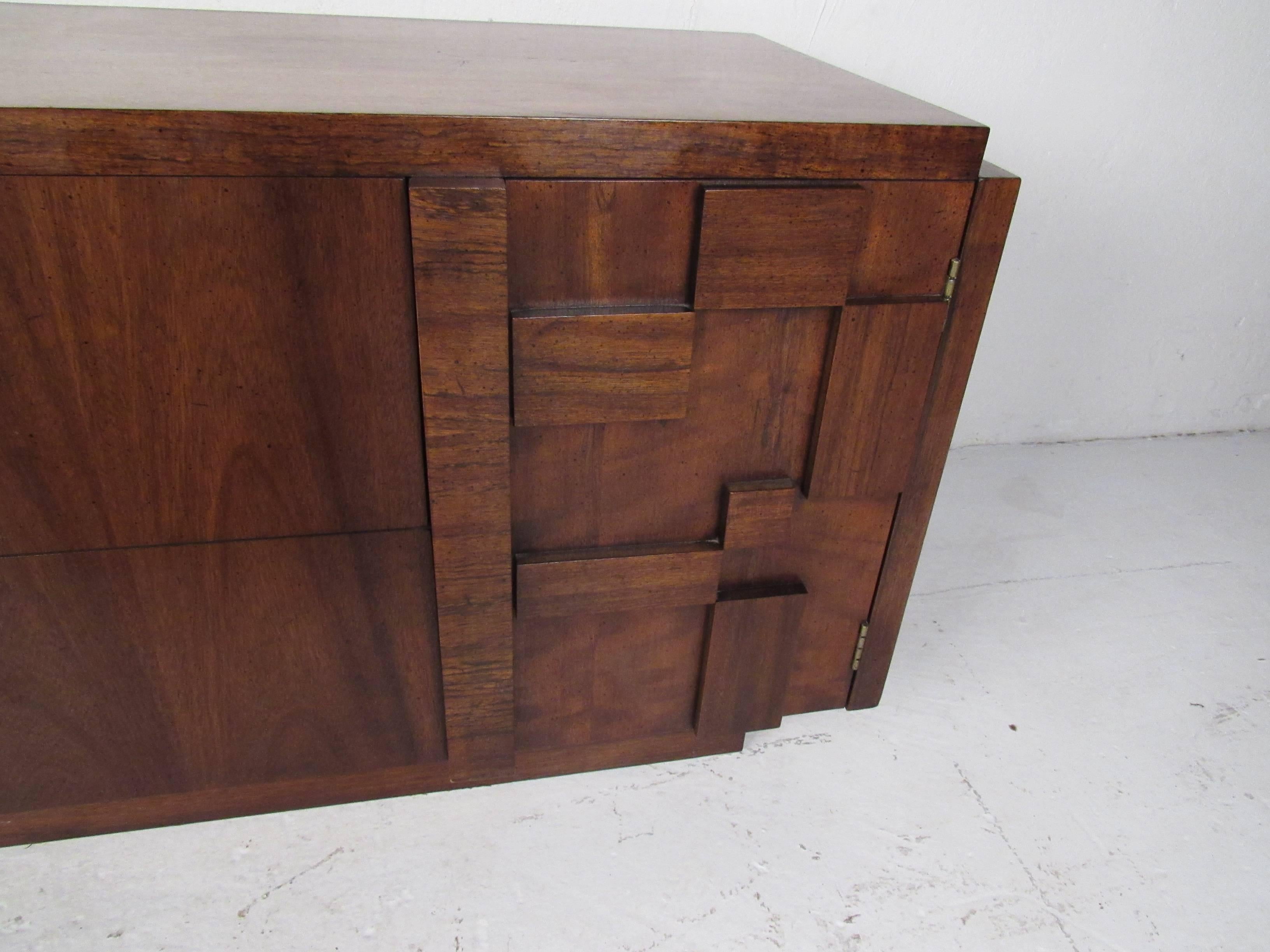 Late 20th Century Mid-Century Modern Brutalist Walnut Credenza