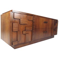 Mid-Century Modern Brutalist Walnut Credenza