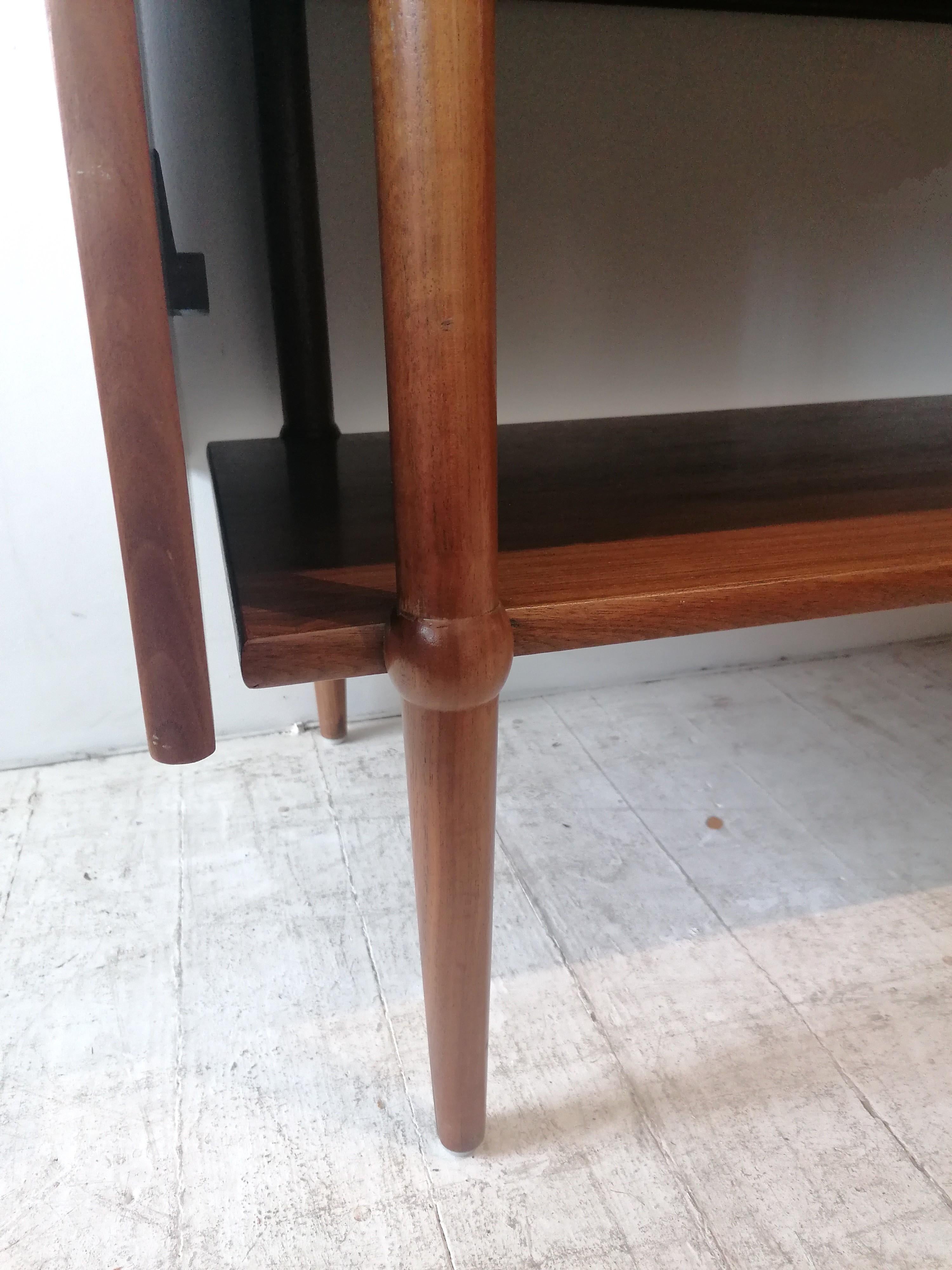 Mid century modern / brutalist walnut extending server table Henredon Heritage 9
