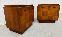Mid-Century Modern Brutalist Walnut Nightstands - Set of 2