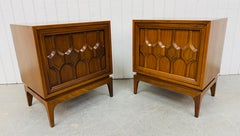 Mid-Century Modern Brutalist Walnut Nightstands - Set of 2