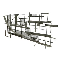 Mid-Century Modern Brutalist Welded Steel Abstract Wall Sculpture