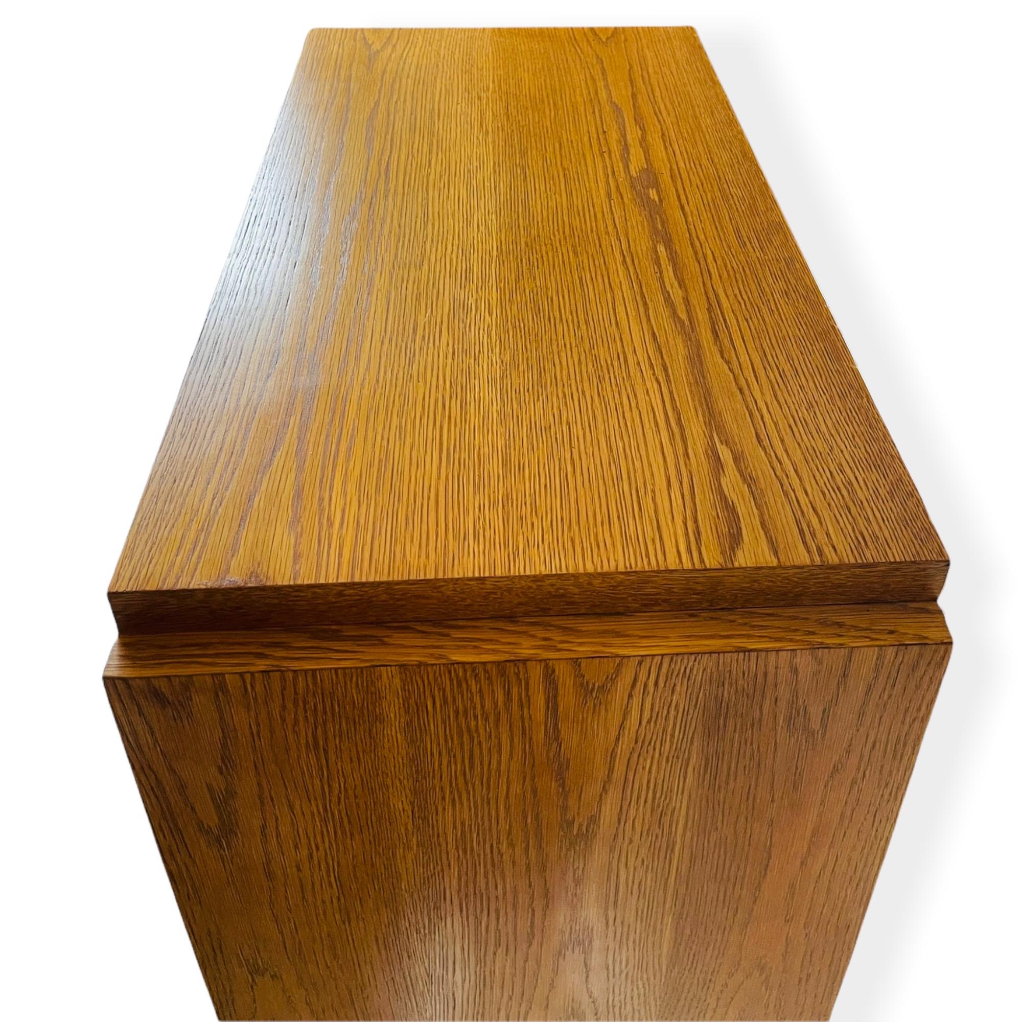 Oak Mid-Century Modern Brutalist Wood Block Cabinet by Lane Furniture