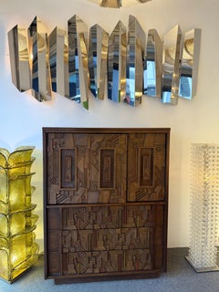 Mid-Century Modern Brutalist Wood Sculpture Cabinet by Lane. USA, 1970s