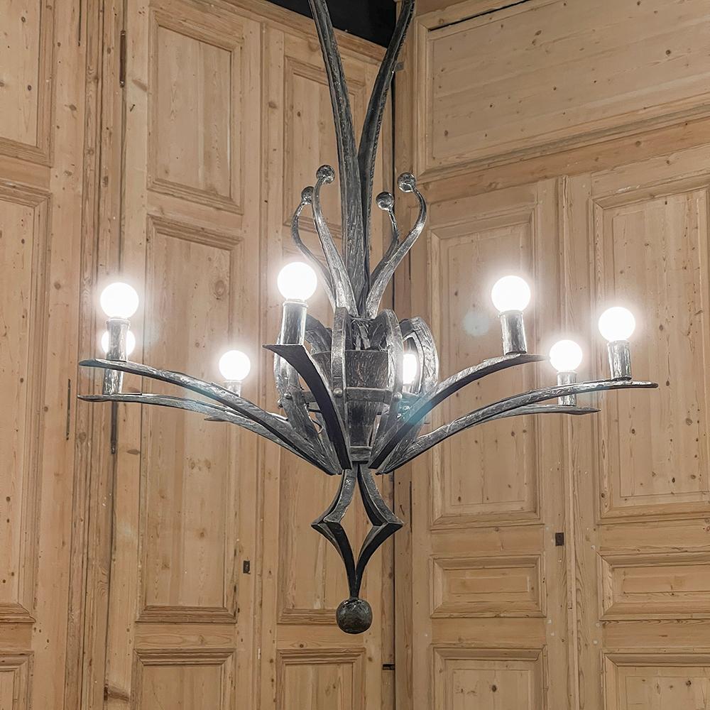 Mid-Century Modern Brutalist Wrought Iron Chandelier 7