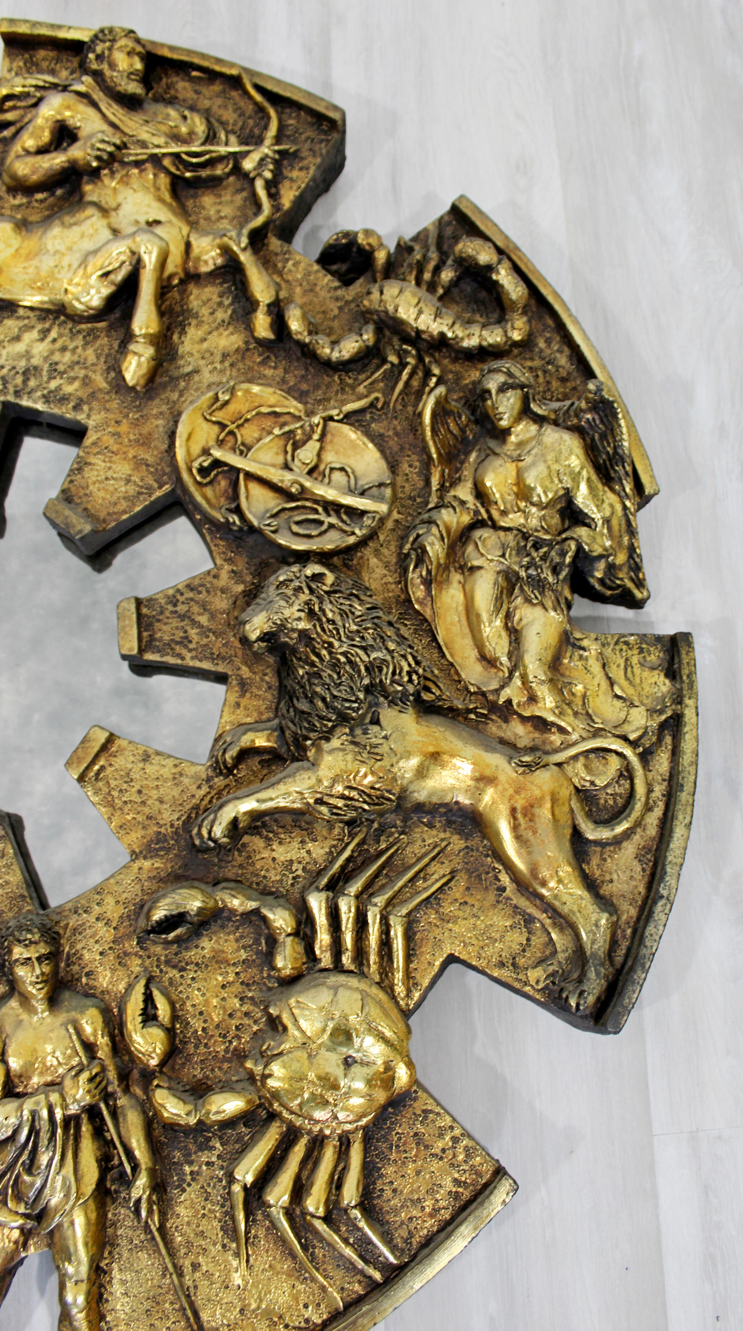 Mid-Century Modern Brutalist Zodiac Wall Mirror Sculpture Finesse Fiberglass 1