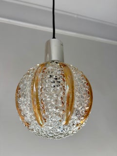 Mid-Century Modern Bubble Glass Pendants, Amber Stripes, Europe, 1970s