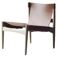 Mid-Century modern Buck Leather Lounge Chair by Erik Buck. New edition