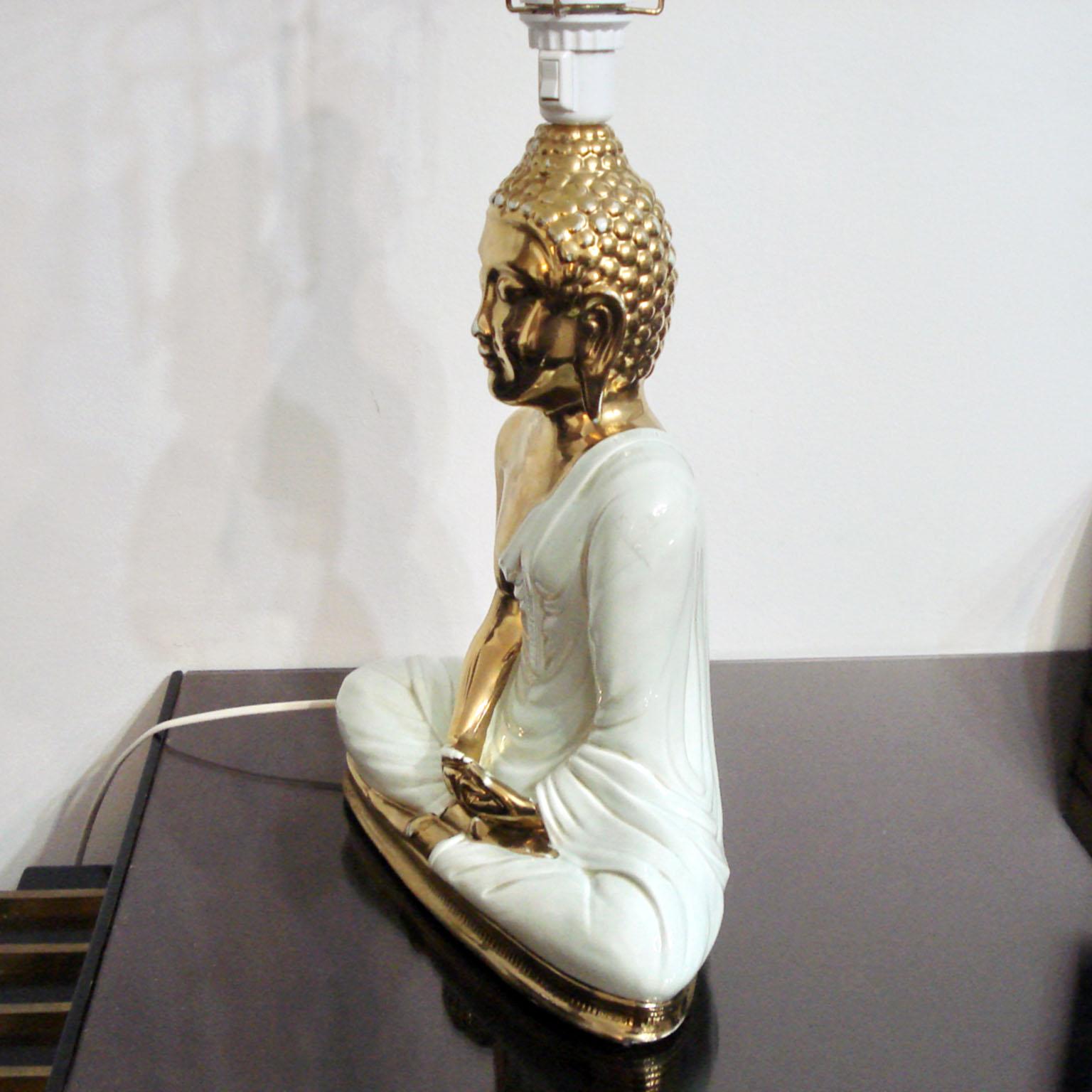 Hollywood Regency Large Buddha Table Lamp, Italy 1970s 1