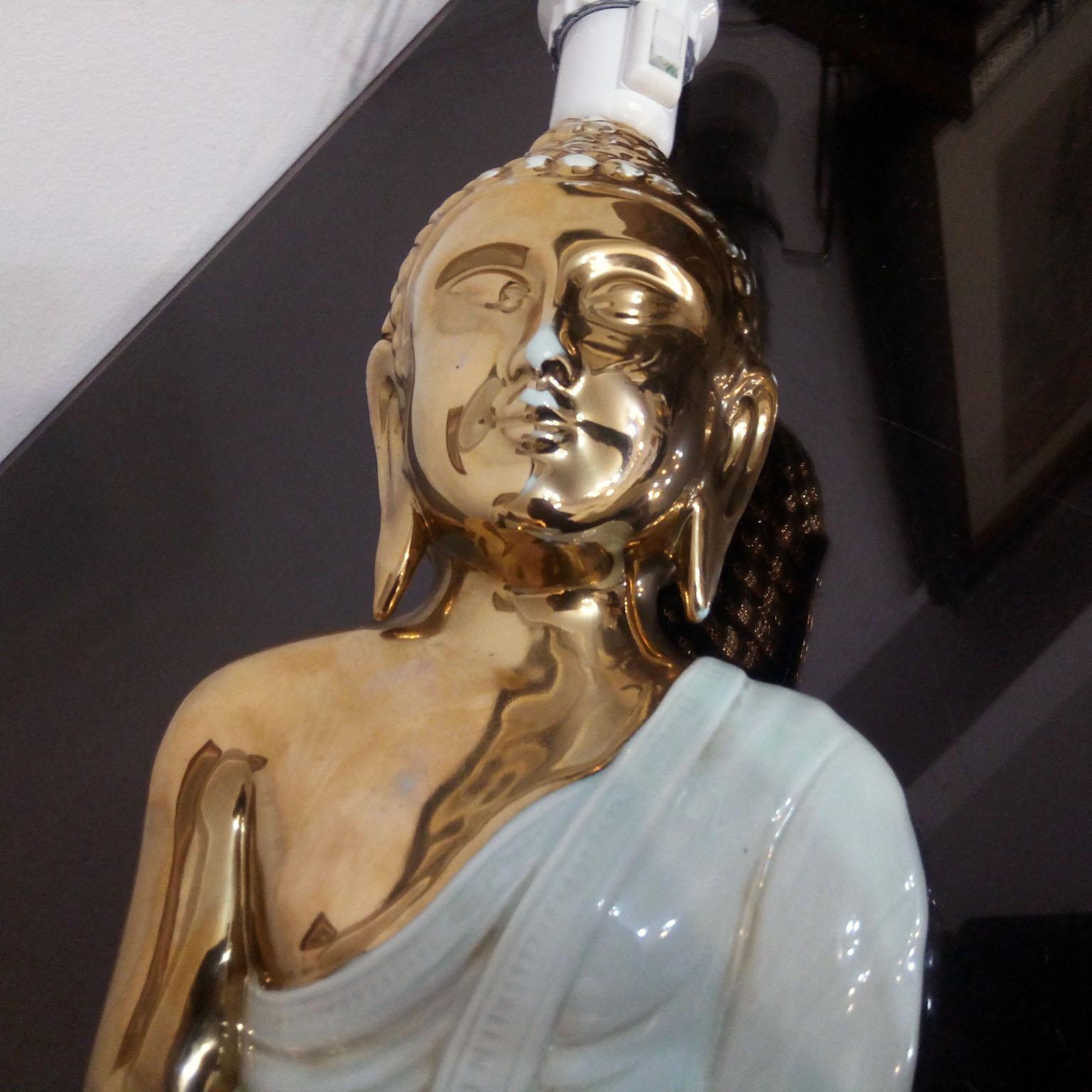 Hollywood Regency Large Buddha Table Lamp, Italy 1970s 4