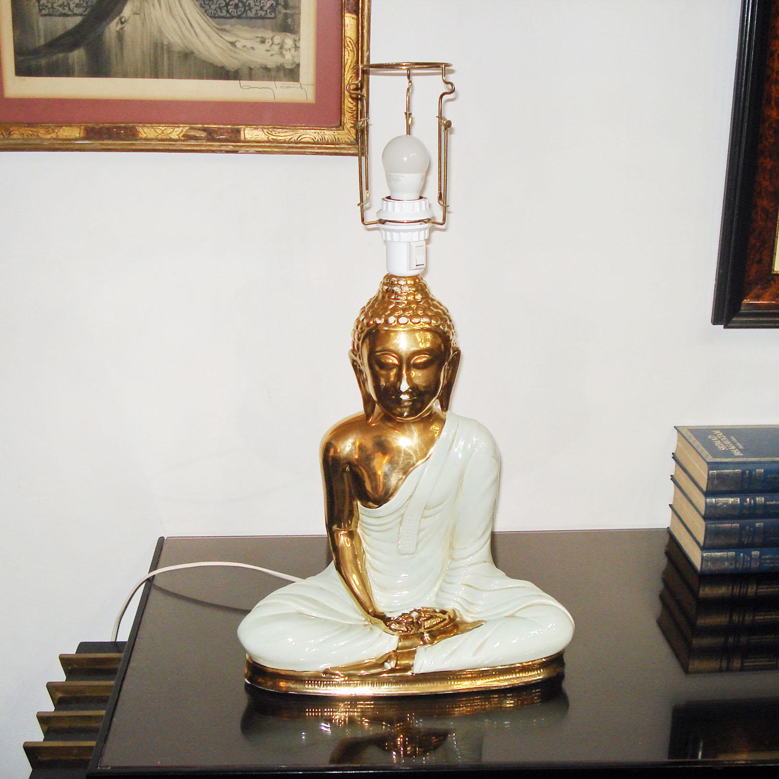 Hollywood Regency Large Buddha Table Lamp, Italy 1970s In Good Condition In Bochum, NRW