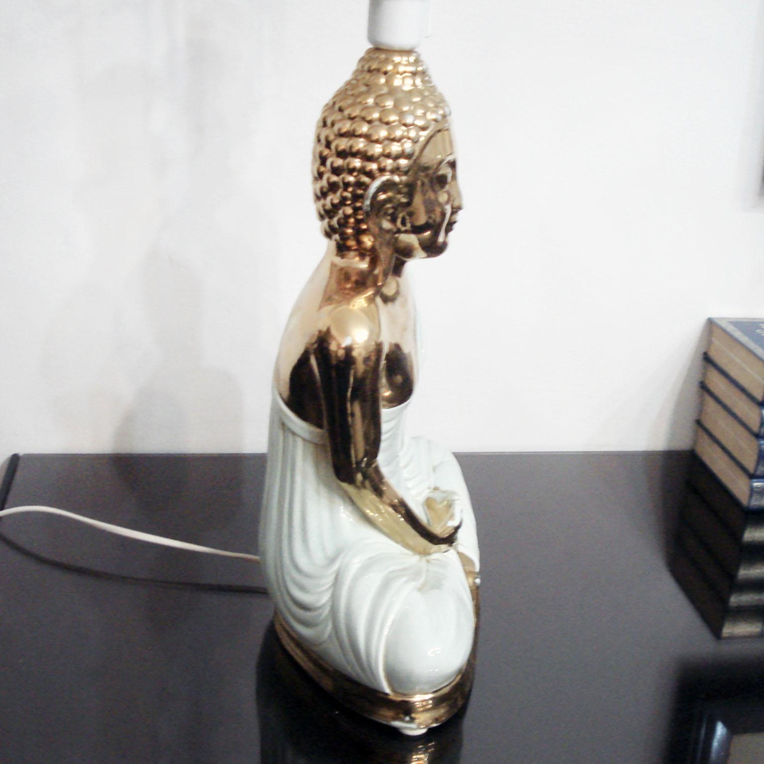 Late 20th Century Hollywood Regency Large Buddha Table Lamp, Italy 1970s