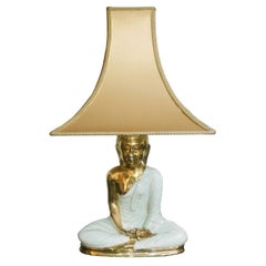 Hollywood Regency Large Buddha Table Lamp, Italy 1970s