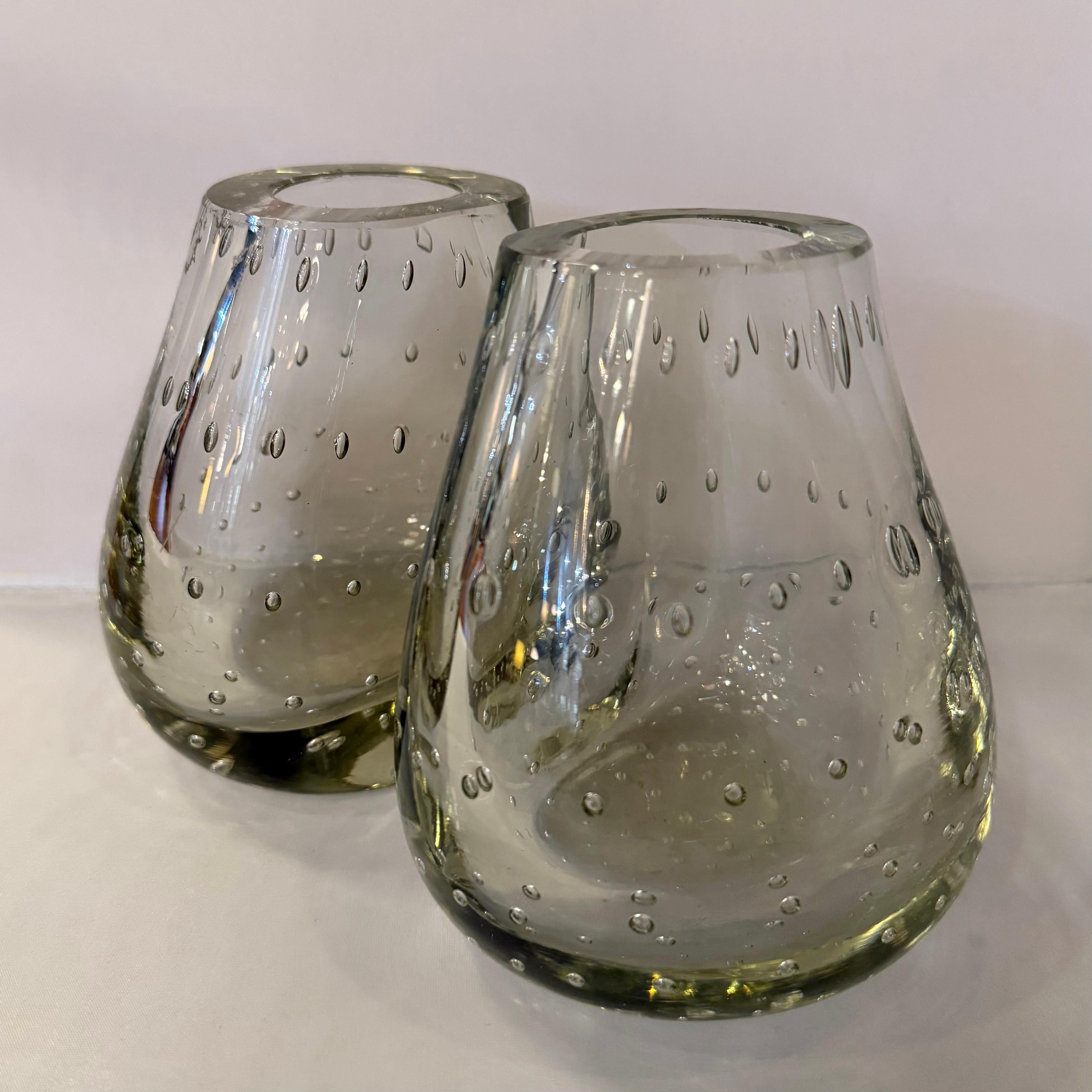 20th Century Mid-Century Modern Bullicante Glass Bookend Vases By Carl Erikson For Sale