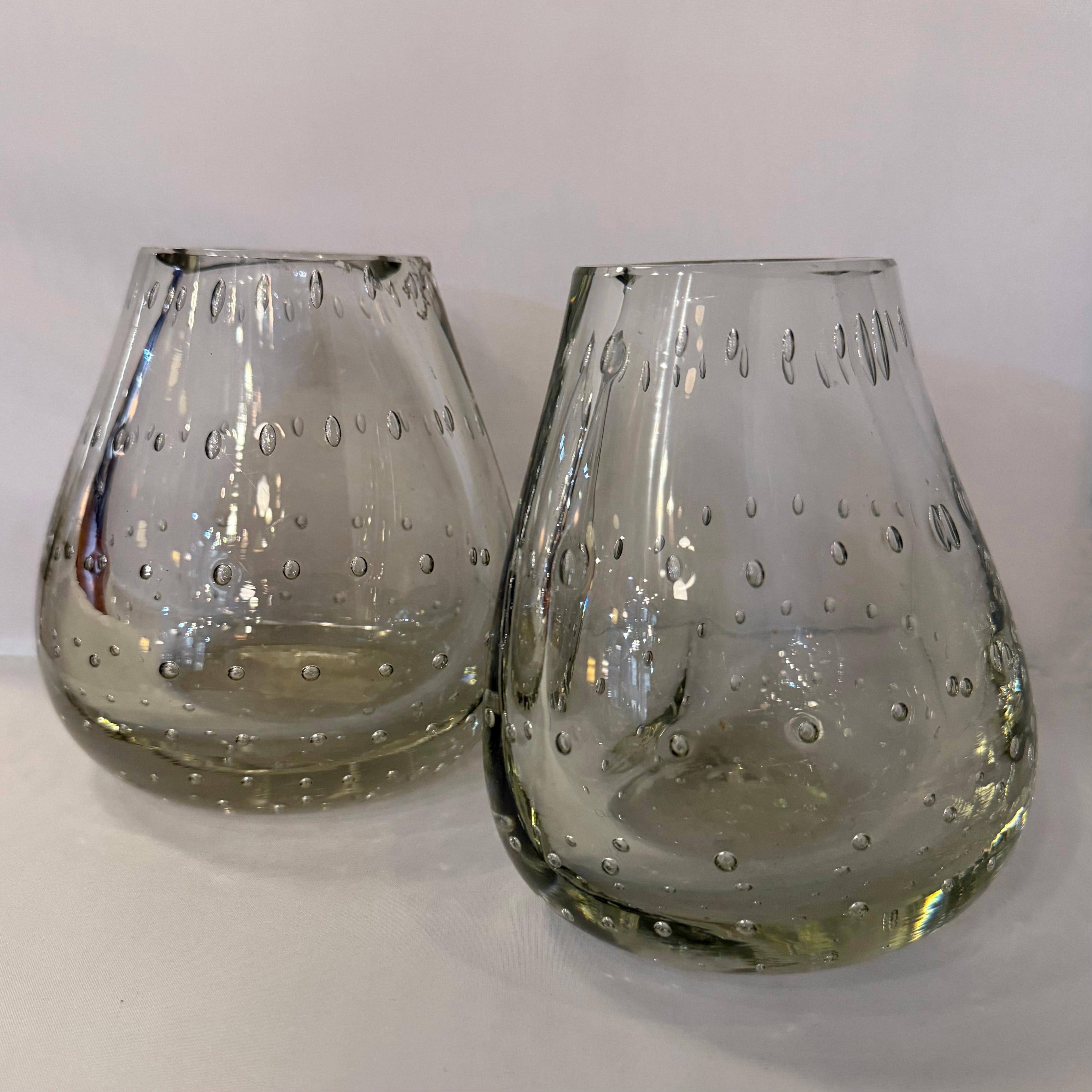 Art Glass Mid-Century Modern Bullicante Glass Bookend Vases By Carl Erikson For Sale
