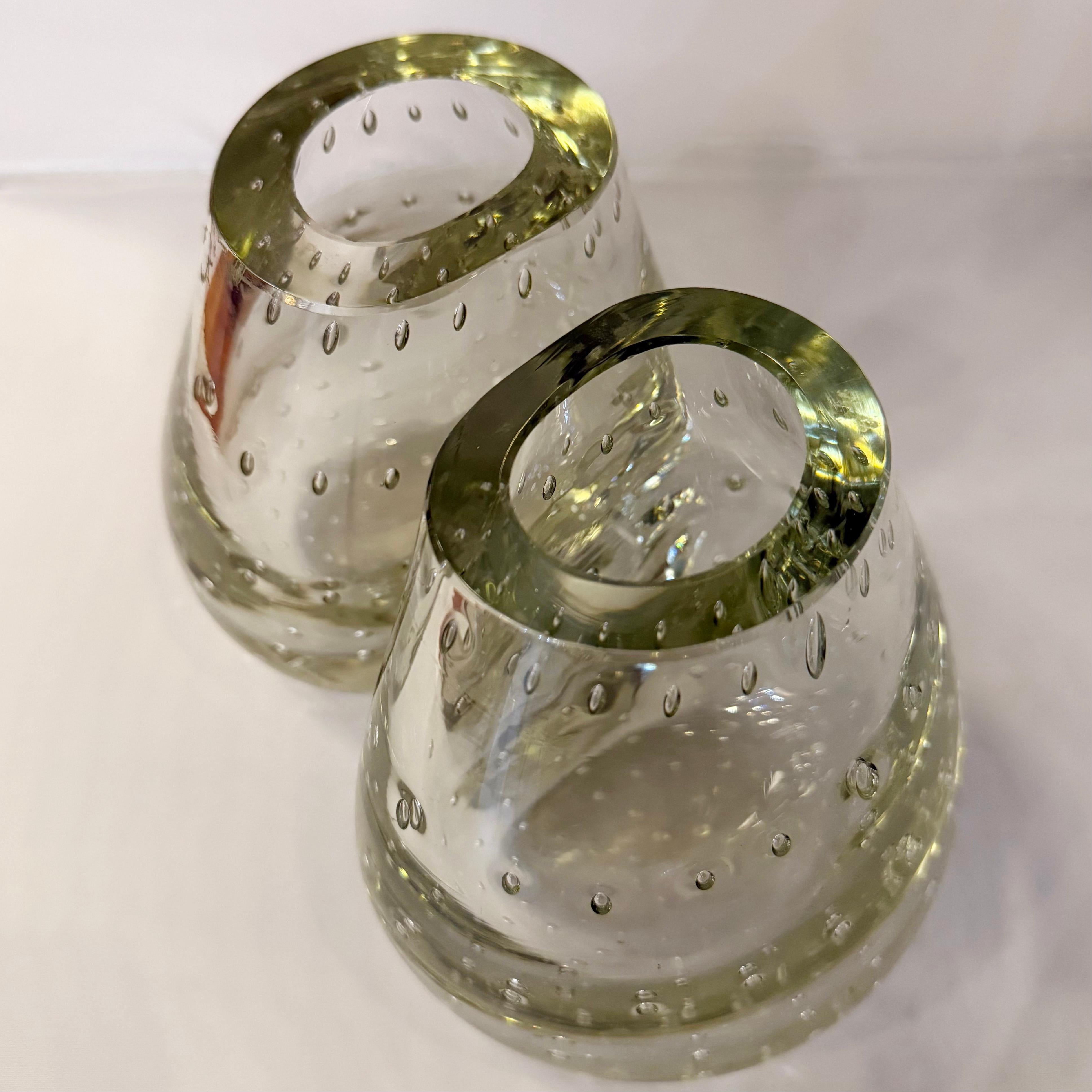 Mid-Century Modern Bullicante Glass Bookend Vases By Carl Erikson For Sale 1