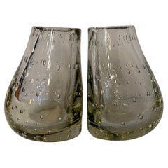 Mid-Century Modern Bullicante Glass Bookend Vases By Carl Erikson
