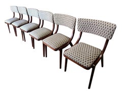 Chaise Bumerang moderne du milieu du siècle, jacquard blanc crème clair, Pologne, années 1960