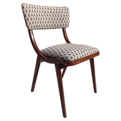 Sedia Bumerang moderna di metà secolo, Jacquard bianco crema, Polonia, anni '60