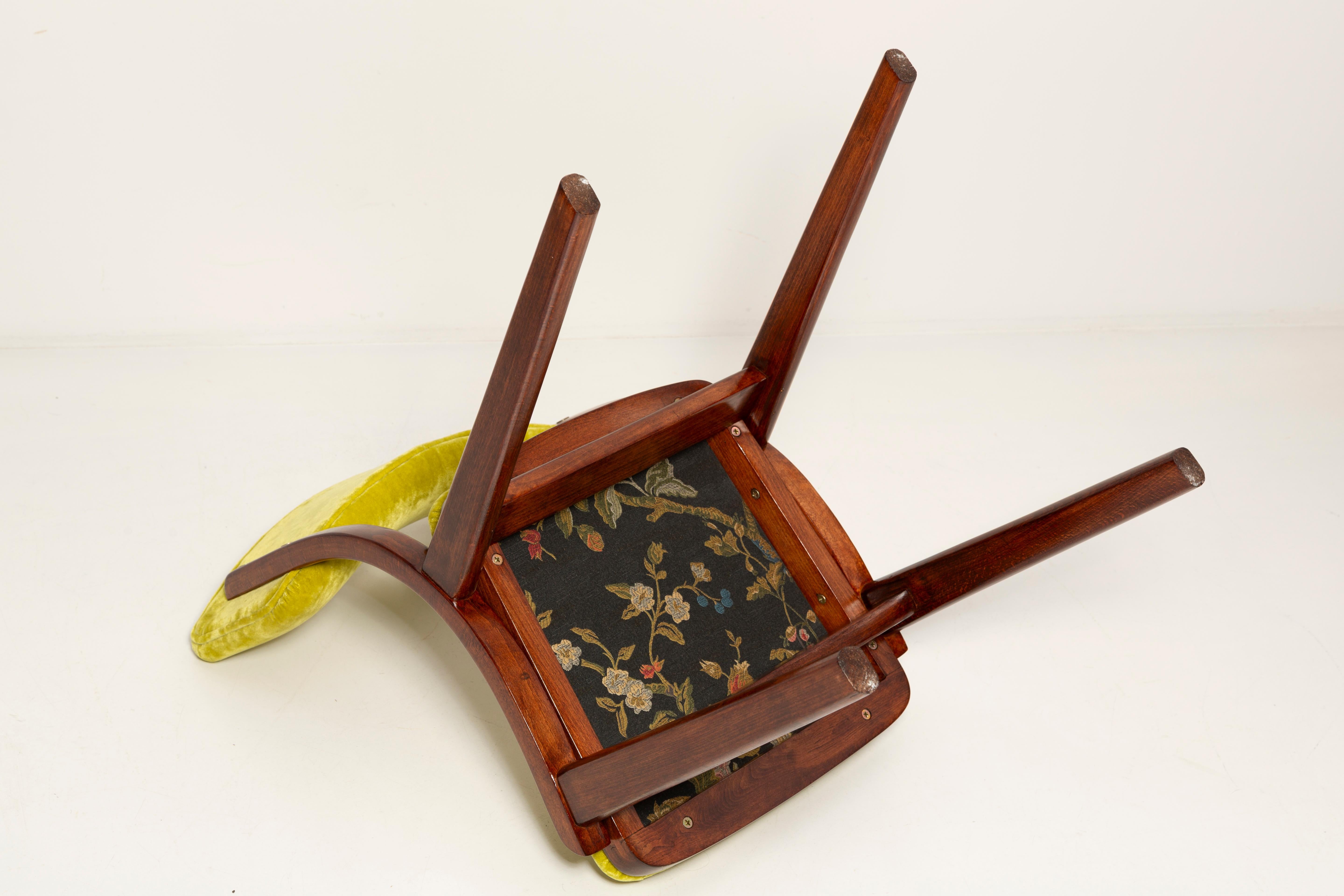 Silla moderna de mediados de siglo Bumerang, terciopelo lima Plushy FR Dedar, Polonia, años 60 en venta 5