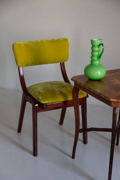 Mid Century Modern Bumerang Chair, Lime Velvet Plushy FR Dedar, Poland, 1960s
