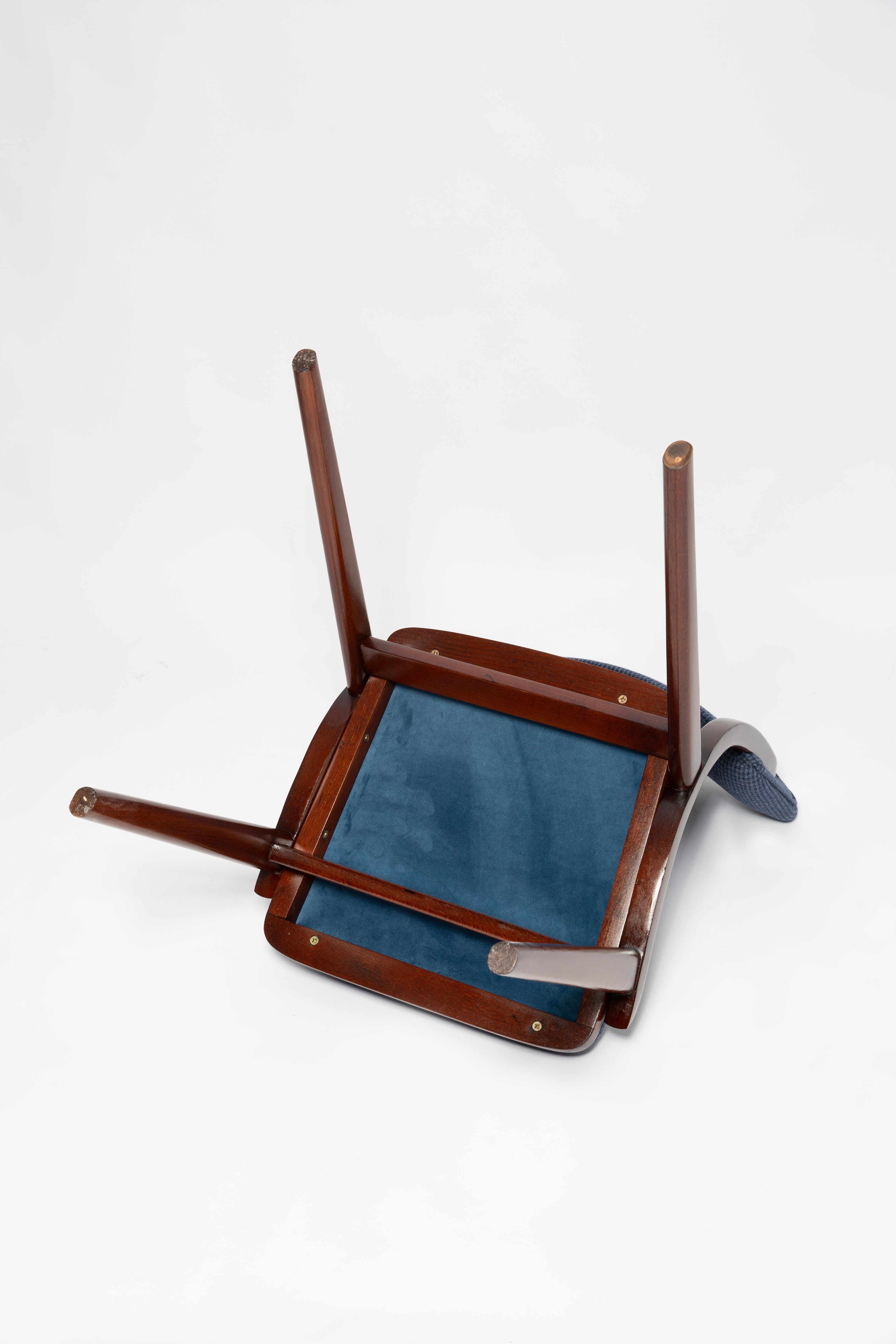 Mid Century Modern Bumerang Chair, Navy Cheerful Check Wool, Poland, 1960s For Sale 6