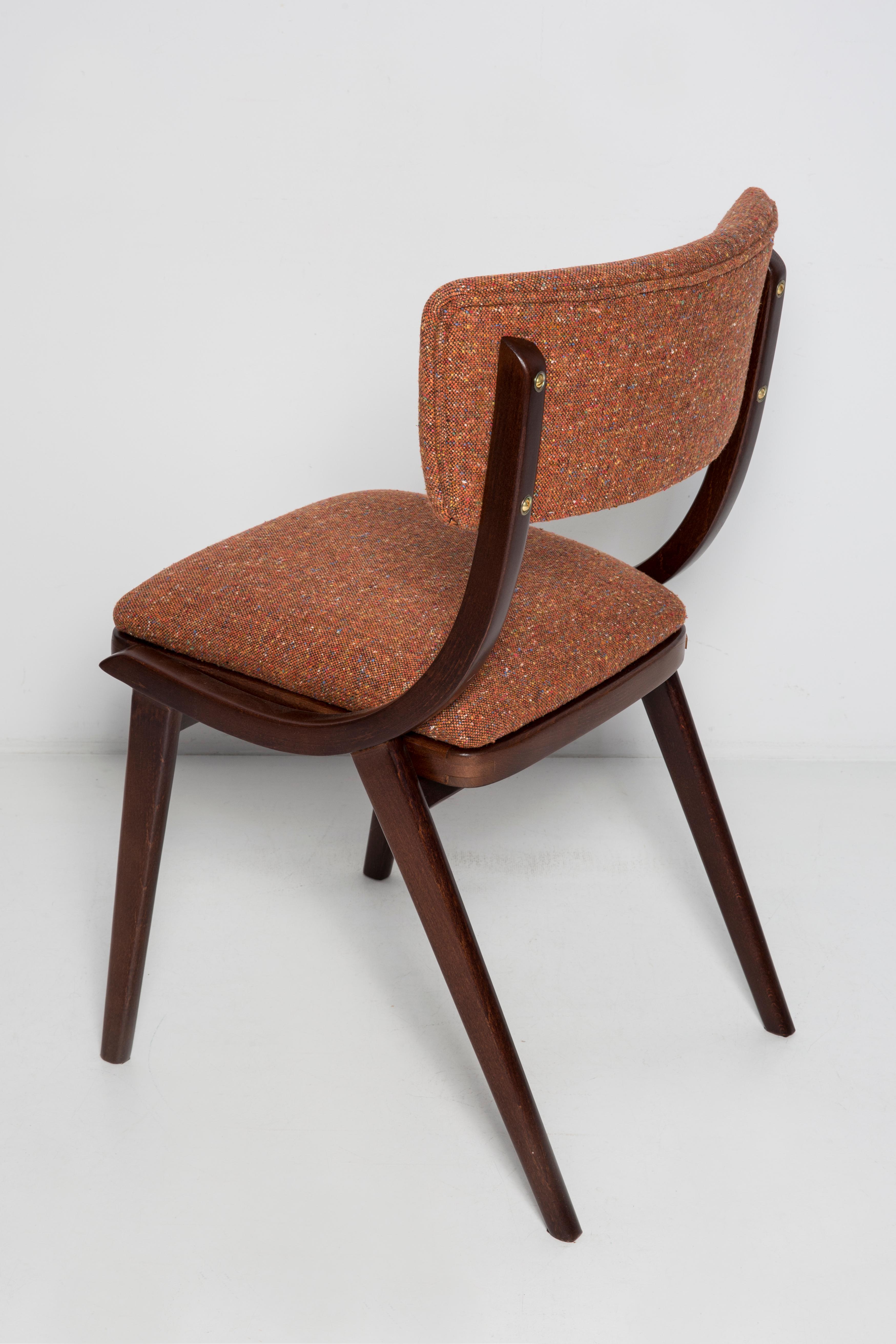 Sedia Bumerang moderna di metà secolo, melange arancione, Polonia, anni '60 in vendita 2