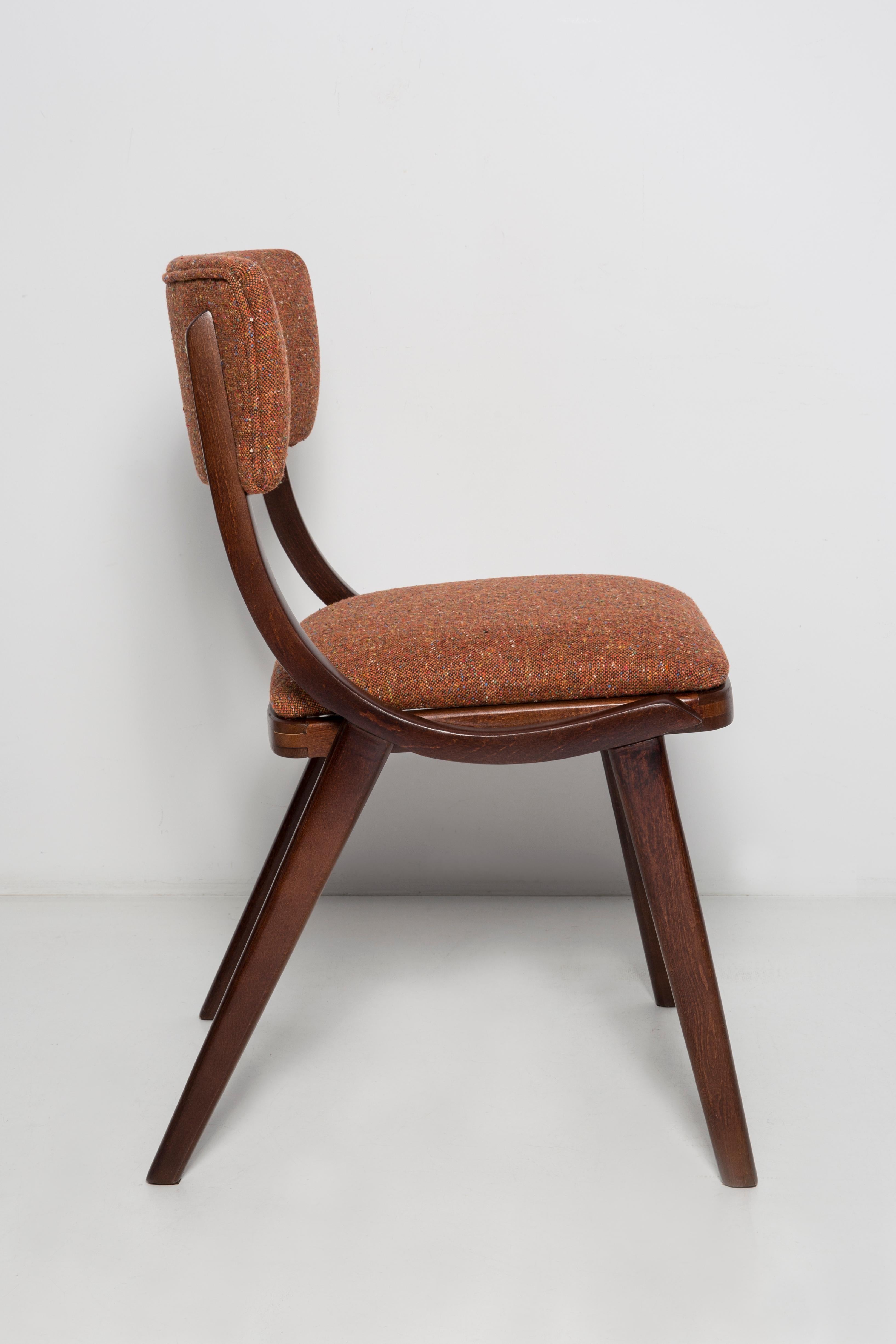 Fatto a mano Sedia Bumerang moderna di metà secolo, melange arancione, Polonia, anni '60 in vendita