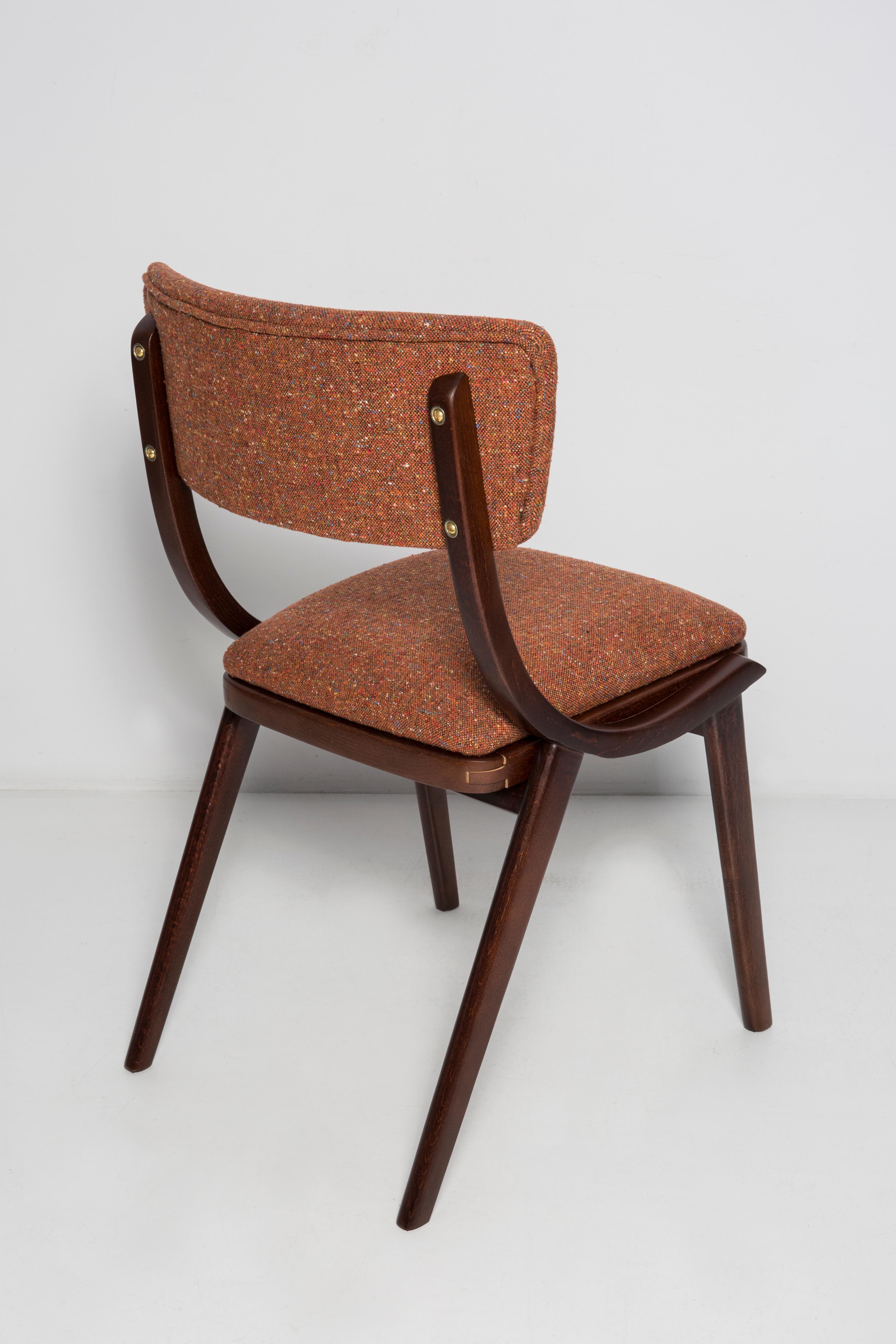 XX secolo Sedia Bumerang moderna di metà secolo, melange arancione, Polonia, anni '60 in vendita