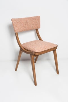 Mid Century Modern Bumerang Chair, Peach Orange Wool, Poland, 1960s