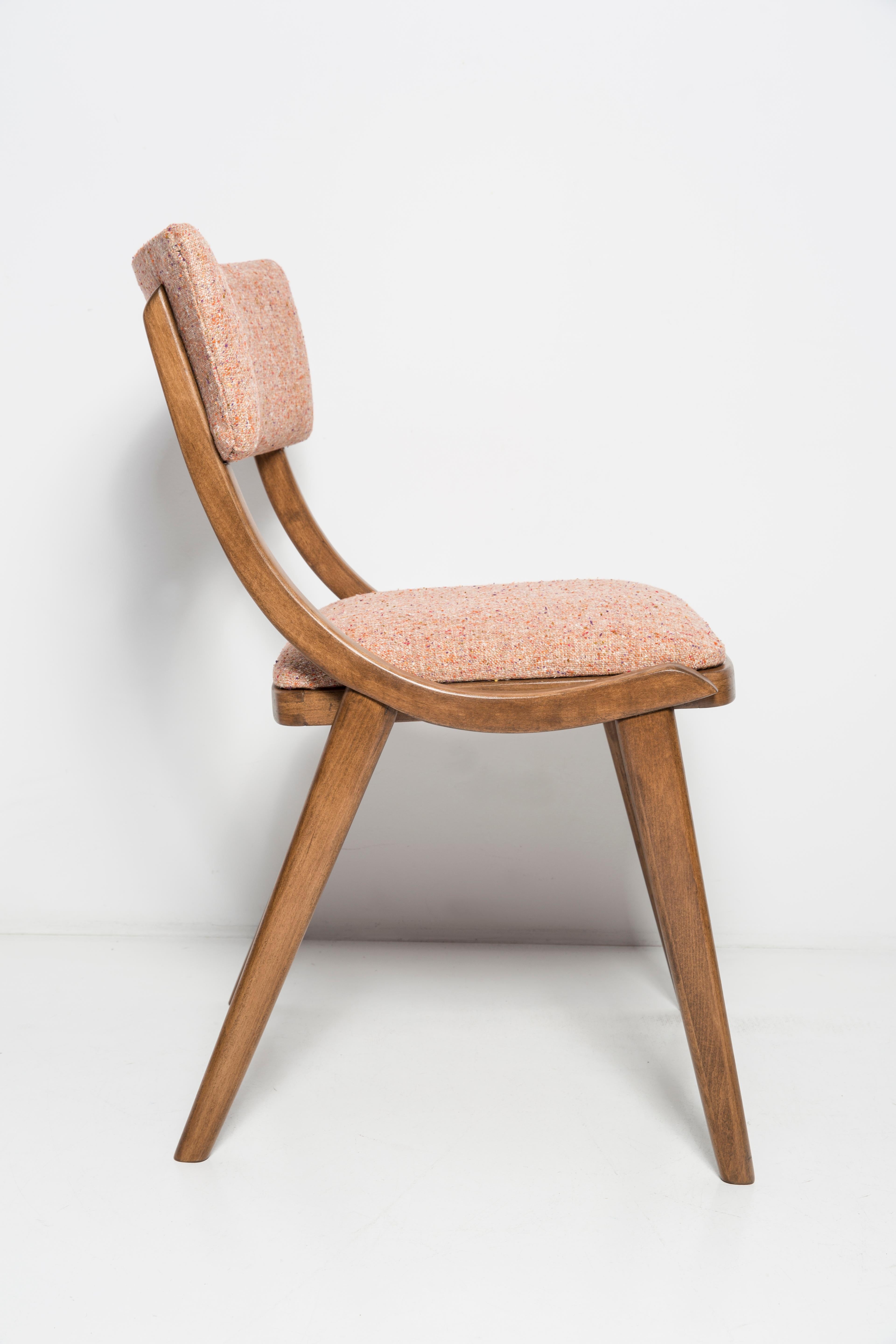 Mid-Century Modern Mid Century Modern Bumerang Chair, Peach Orange Wool, Poland, 1960s For Sale