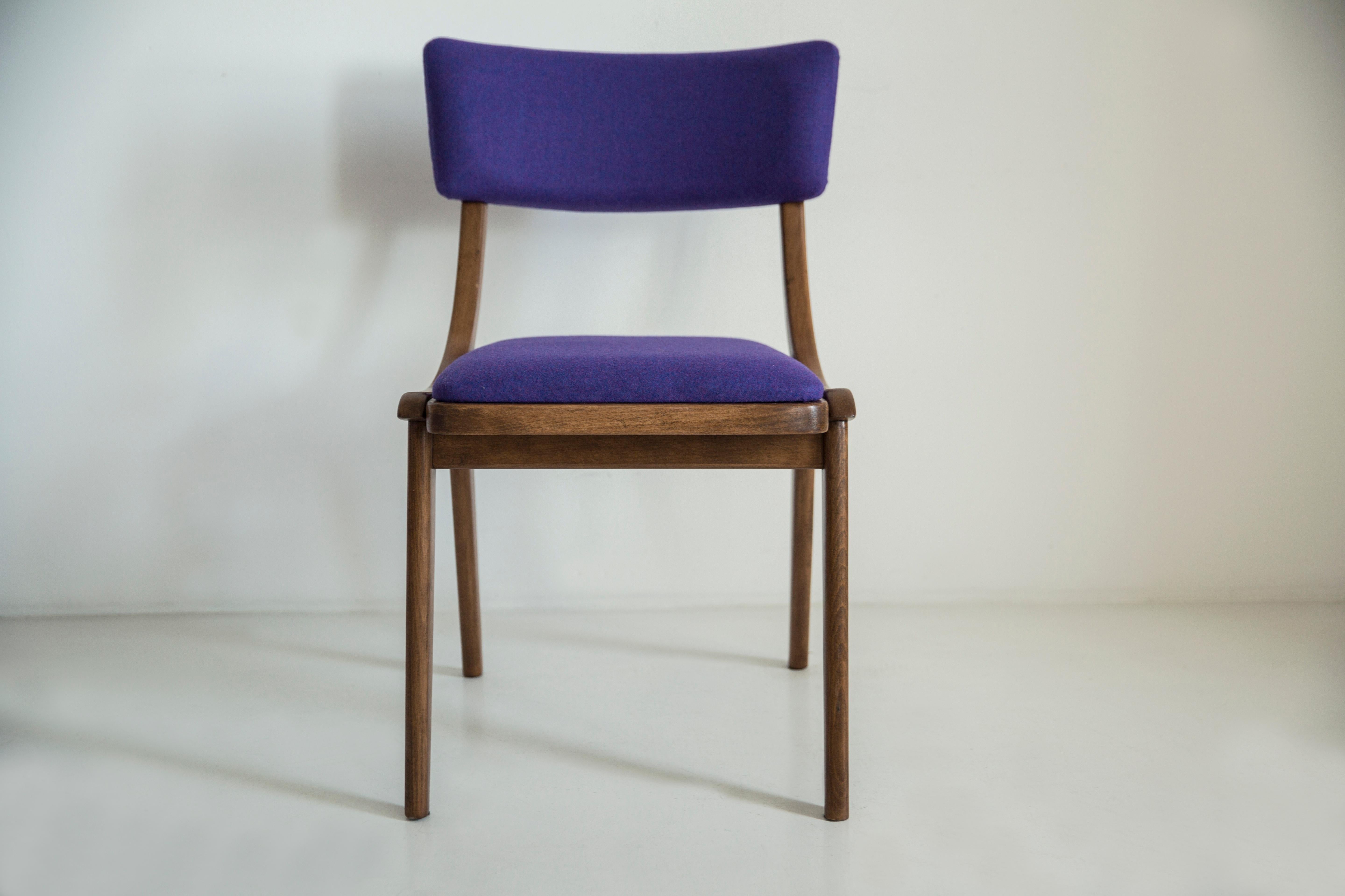 Mid Century Modern Bumerang Chair, Purple Violet Wool, Poland, 1960s For Sale 11