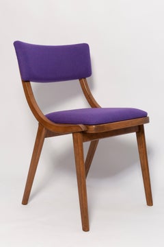 Mid Century Modern Bumerang Chair, Purple Violet Wool, Poland, 1960s
