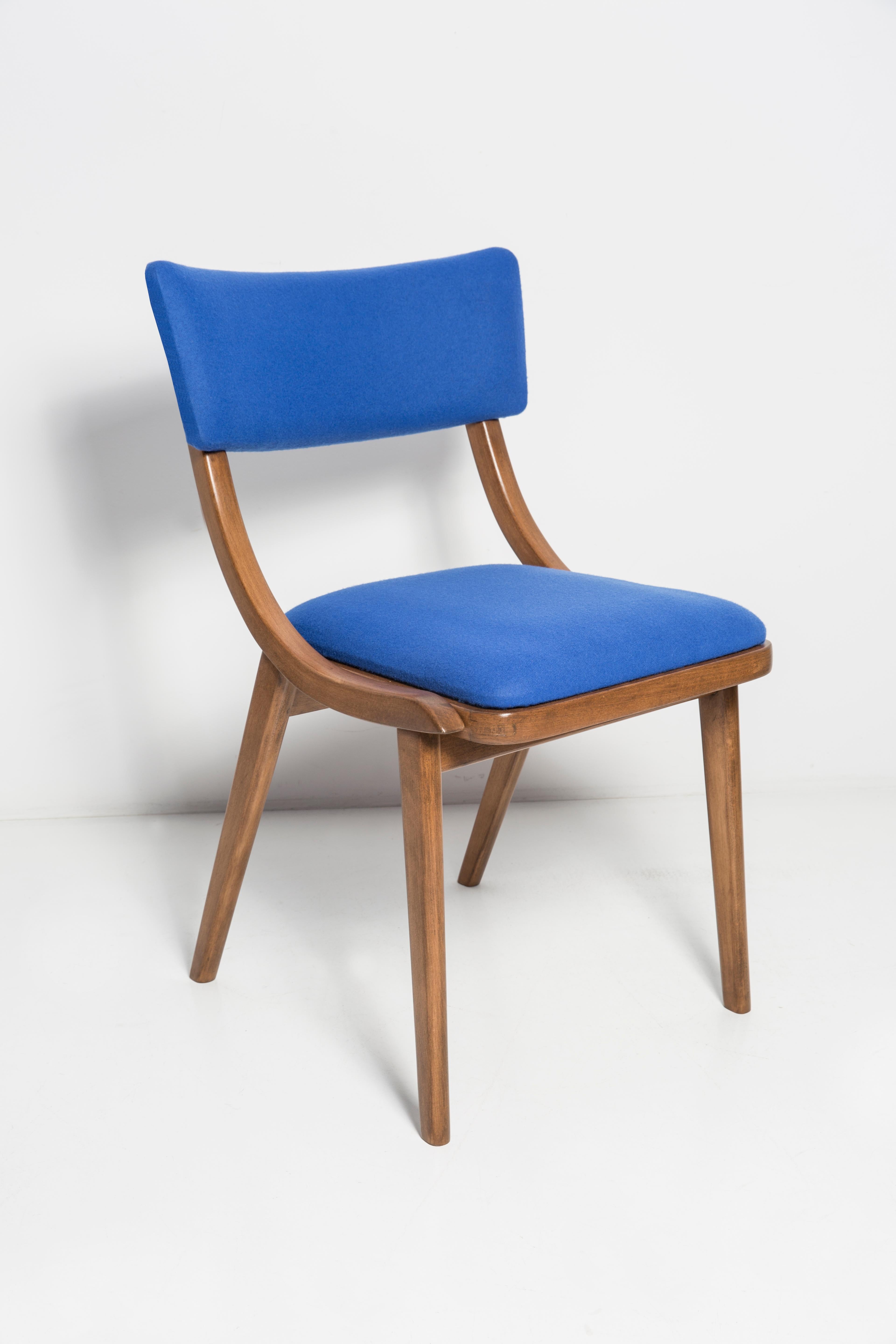 Mid-Century Modern Mid Century Modern Bumerang Chair, Royal Blue Wool, Poland, 1960s For Sale