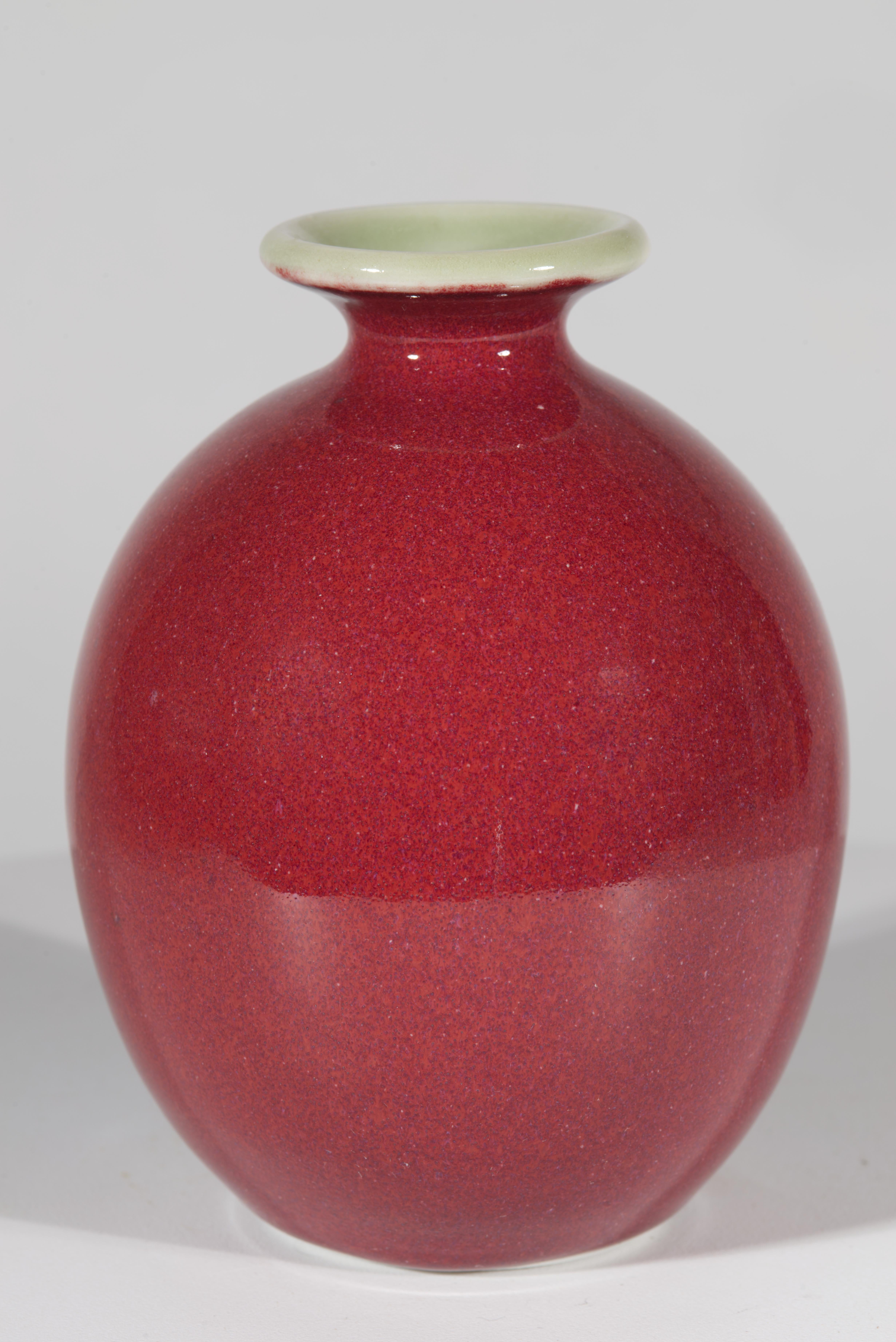Glazed Mid-Century Modern Burgundy Bordeaux Red Ceramic Vase, Italy For Sale
