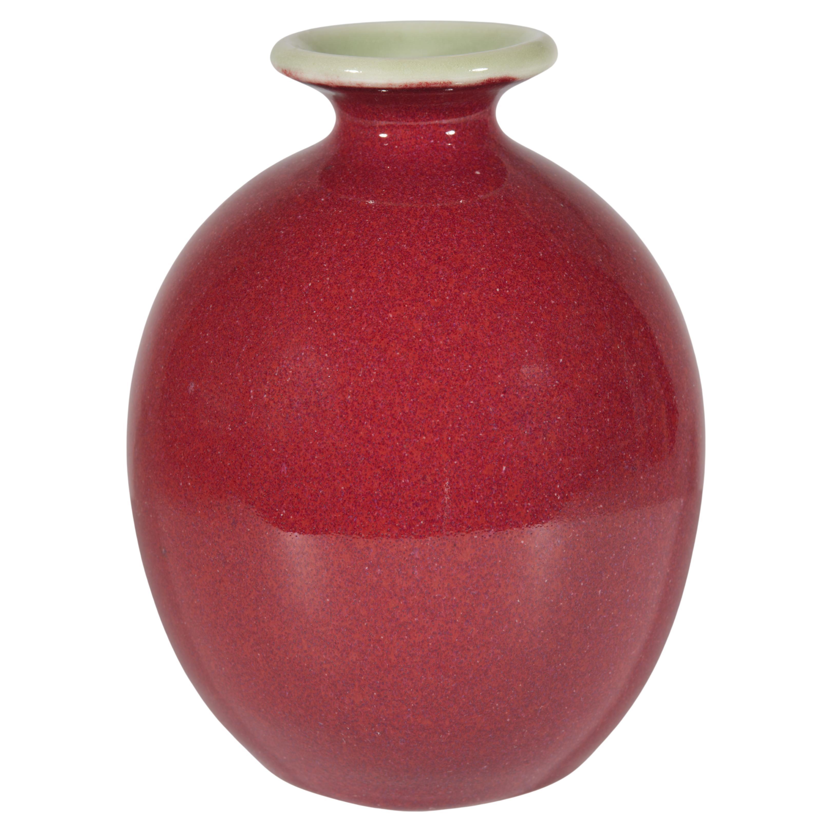 Mid-Century Modern Burgundy Bordeaux Red Ceramic Vase, Italy For Sale